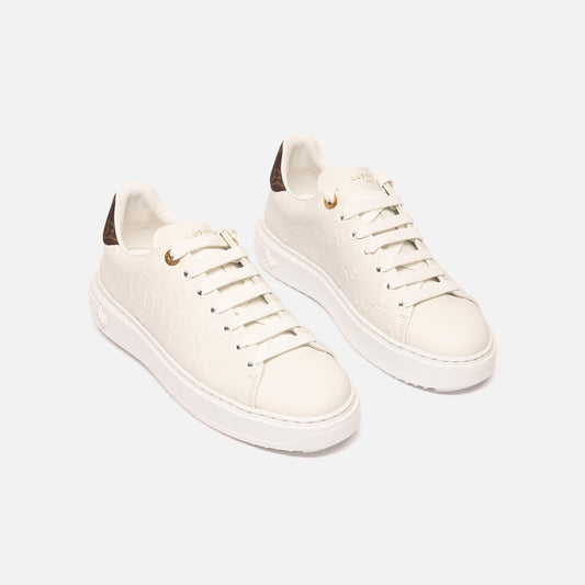 Louis Vuitton Whtie Leather Monogram Sneakers