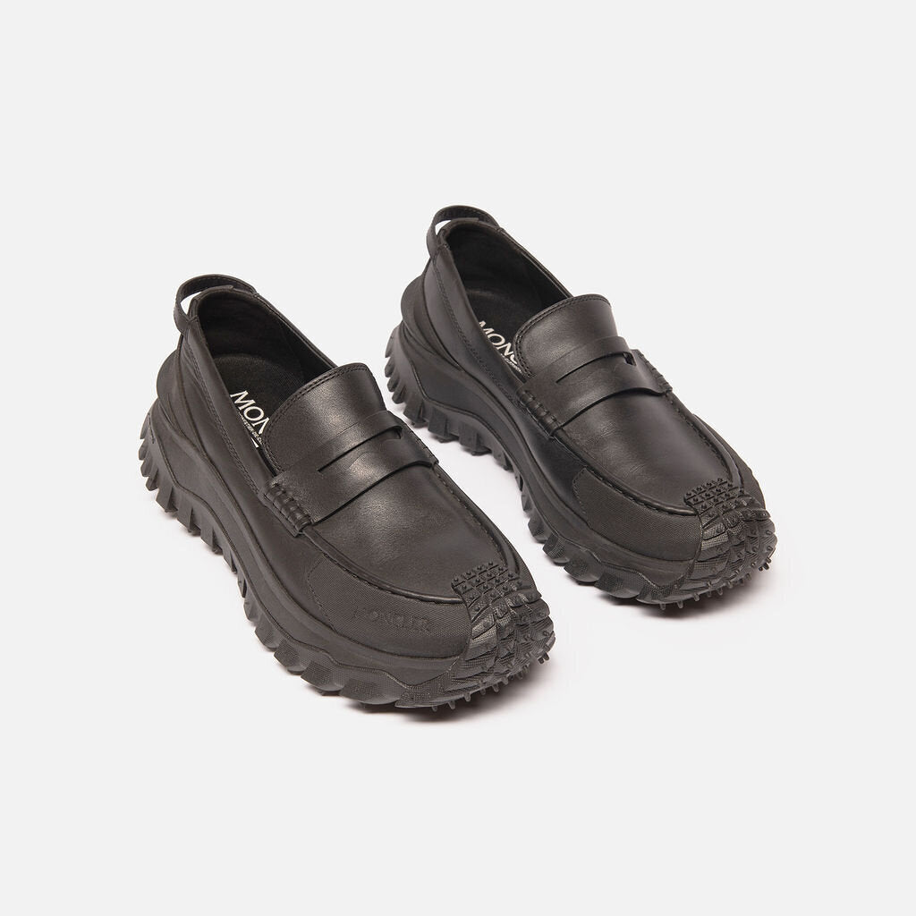 Moncler Black Leather Rubber Loafer