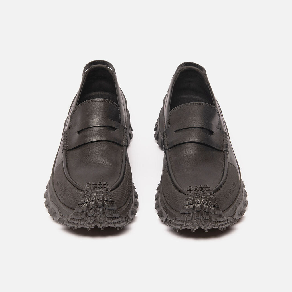 Moncler Black Leather Rubber Loafer