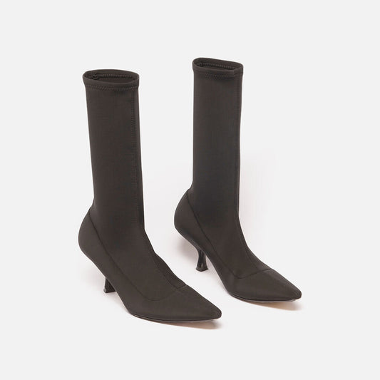 Khaite Black Nylon Ankle Boot
