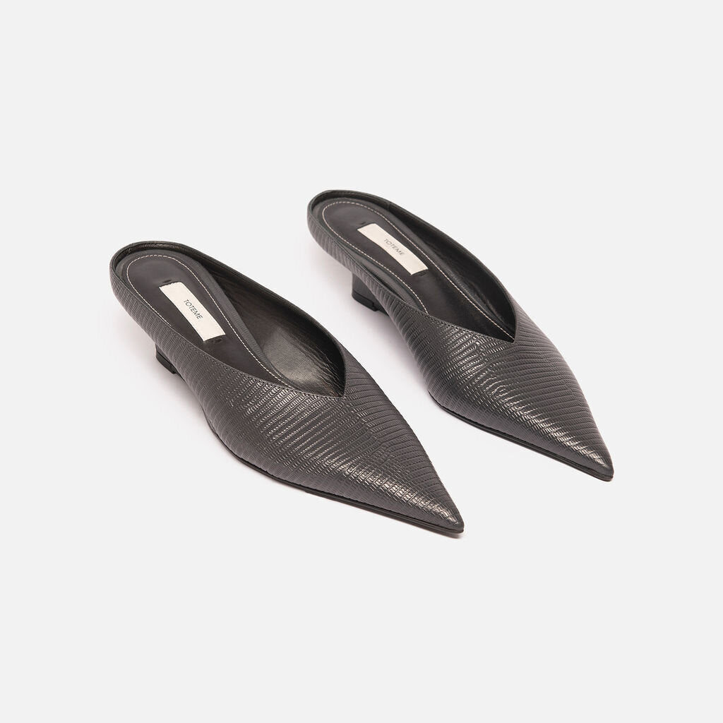 Toteme Grey Leather Mules