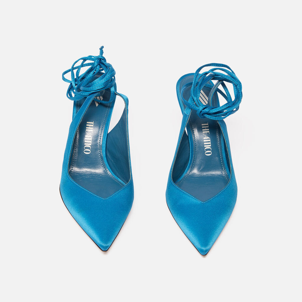 The Attico Blue Satin Ankle Tie Shoes