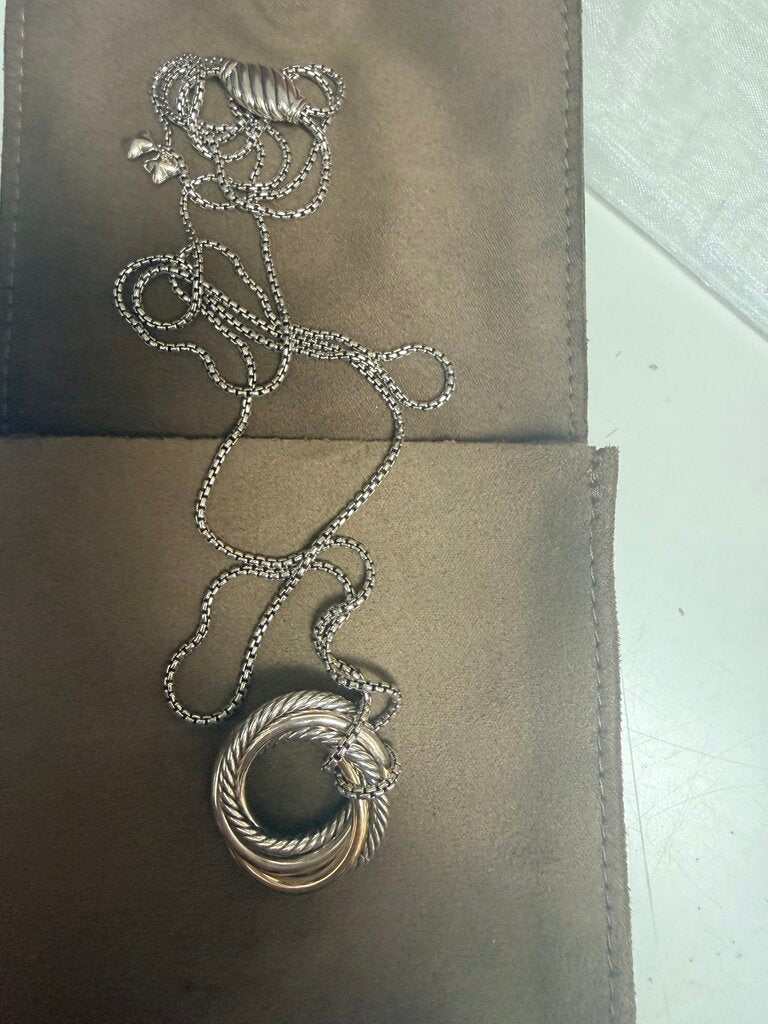 Sterling/18ky Crossover Necklace -Small