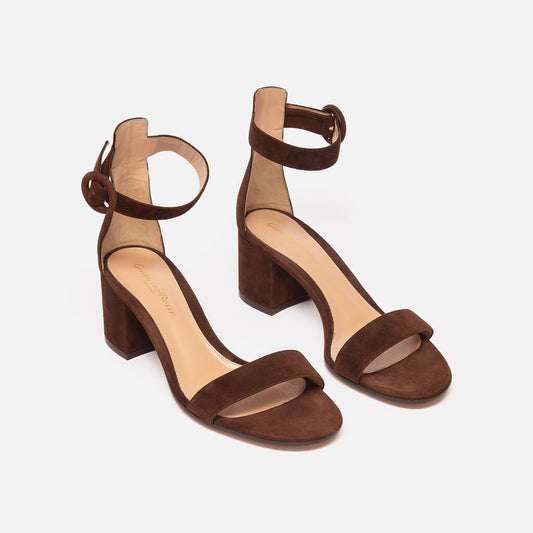 Gianvito Rossi Brown Suede Ankle Strap Shoe
