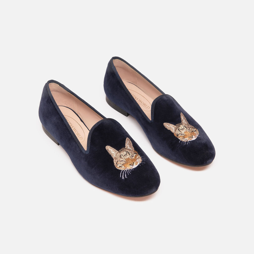 Calitas World Navy Velvet Cat Loafer