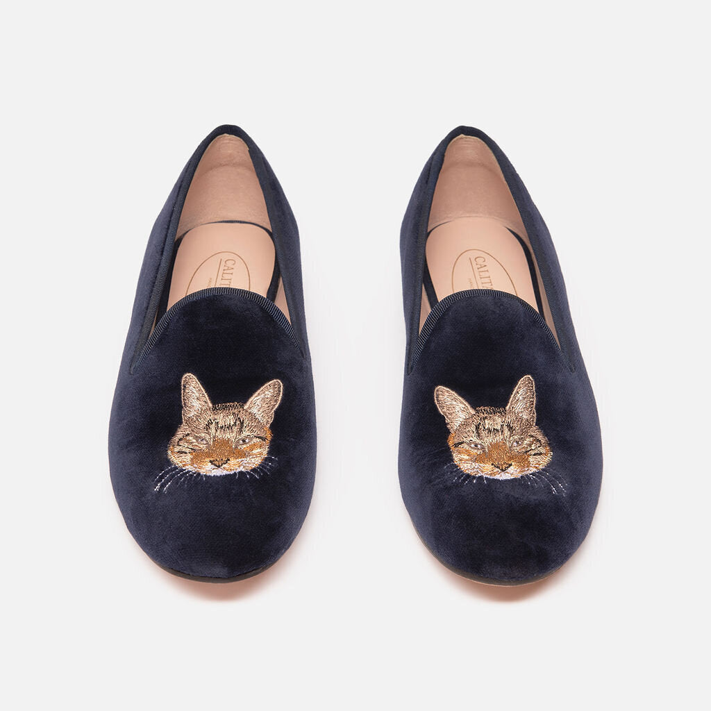 Calitas World Navy Velvet Cat Loafer