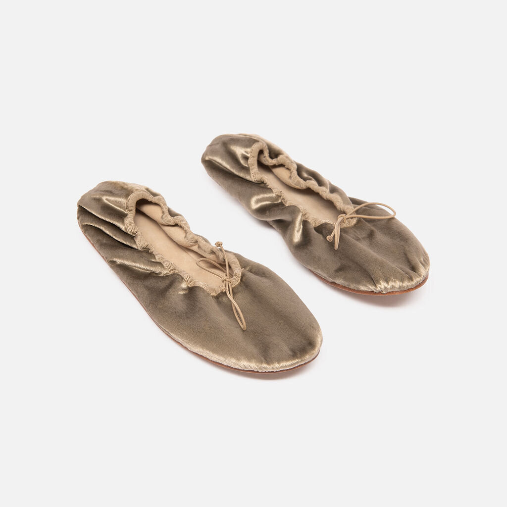The Row Taupe Velvet Flat