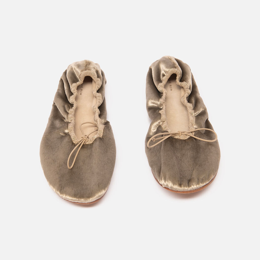 The Row Taupe Velvet Flat