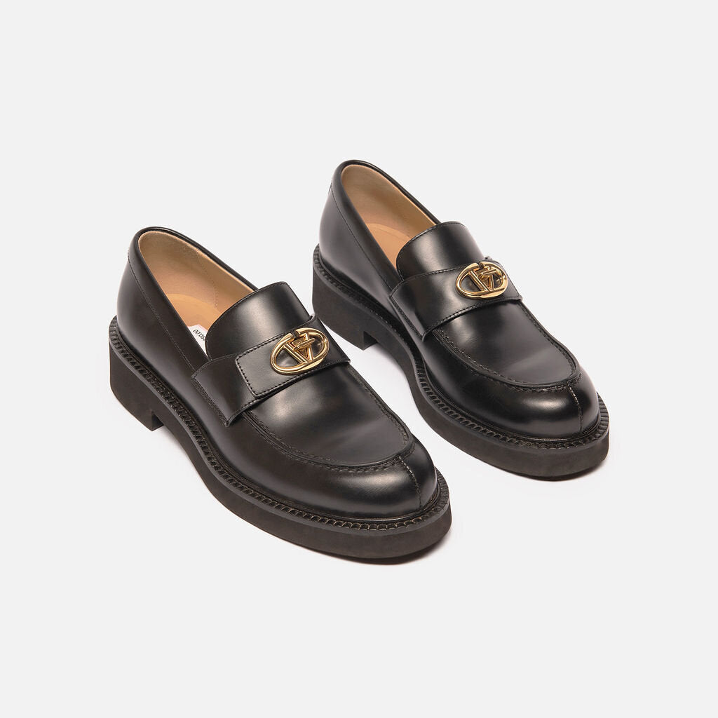 Valentino Black Leather Loafers