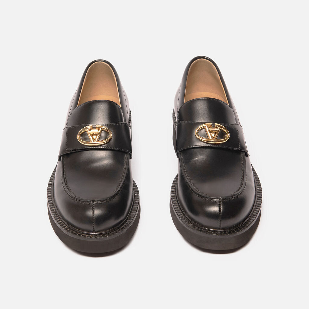 Valentino Black Leather Loafers