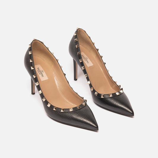 Valentino Black Leather Rockstud Pump