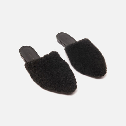 Jenni Kayne Black Shearling Slides