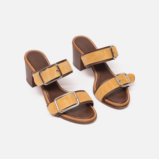 Birman Tan Seude Block Heel Sandal