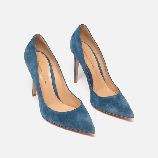 Gianvito Rossi Blue Suede Pump