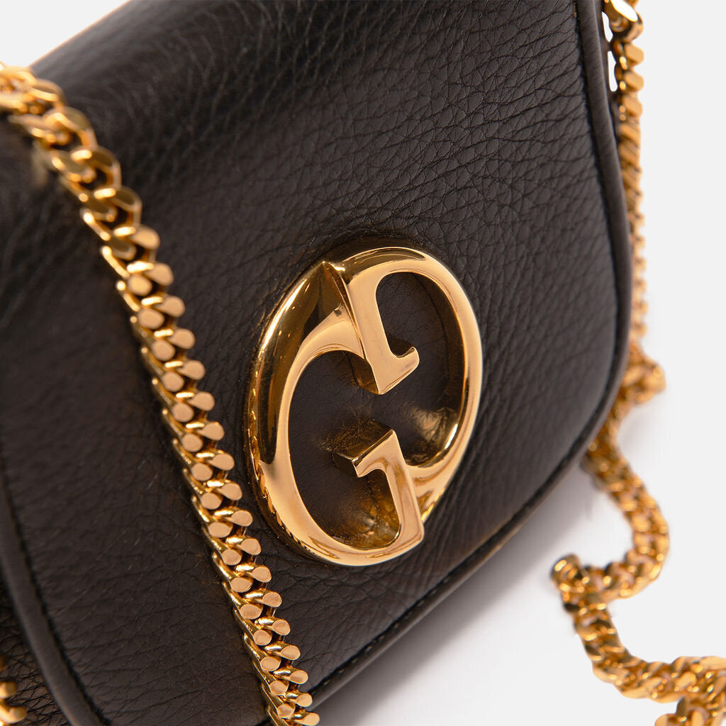 Gucci Black Leather GG Mini Chain Bag