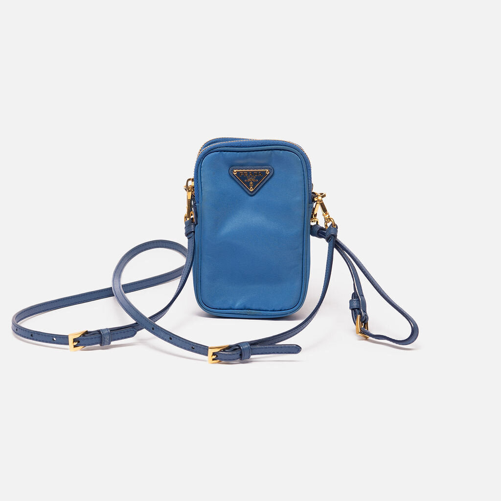 Prada Blue Nylon Phone Crossbody