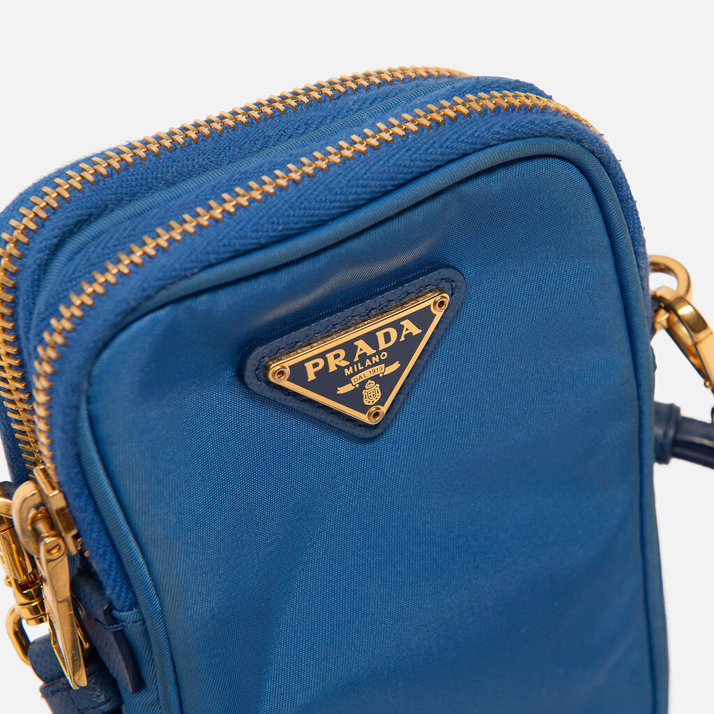 Prada Blue Nylon Phone Crossbody