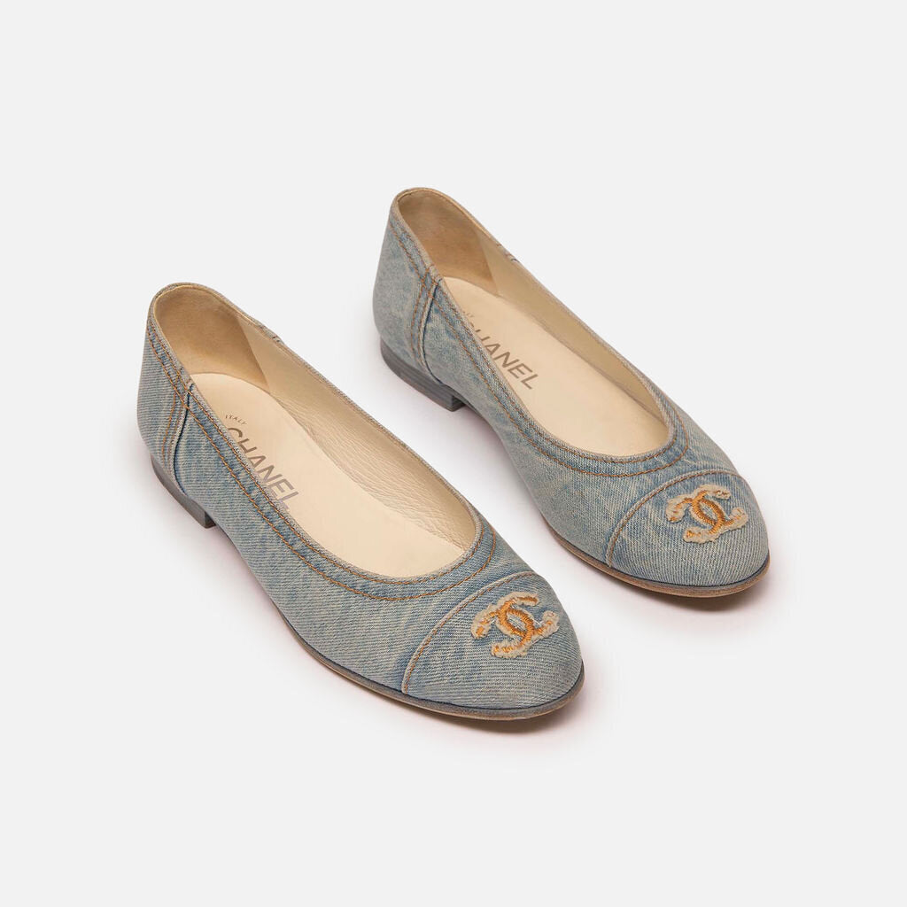 Chanel Light Denim CC Flat