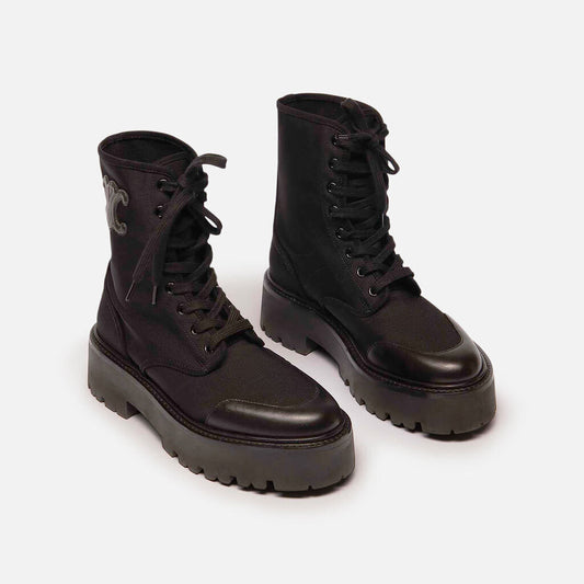 Celine Black Triomphe Combat Boot