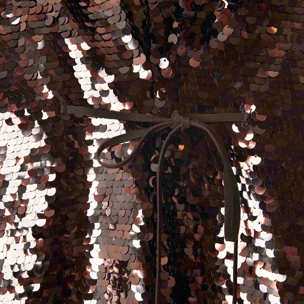 Staud Brown Sequin Strapless Dress