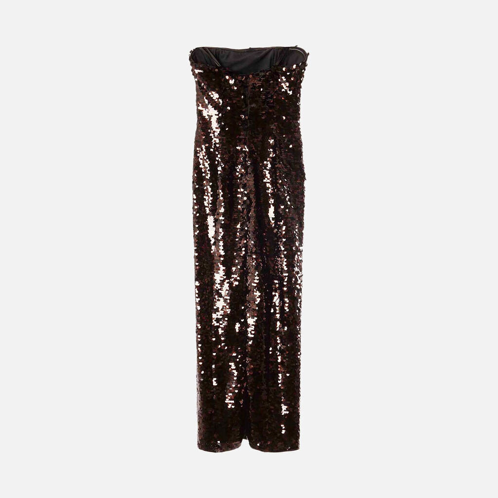 Staud Brown Sequin Strapless Dress