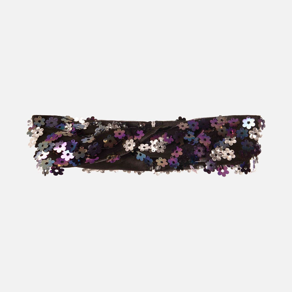 New Arrivals Black Holographic Floral Sequin Skirt & Top Set