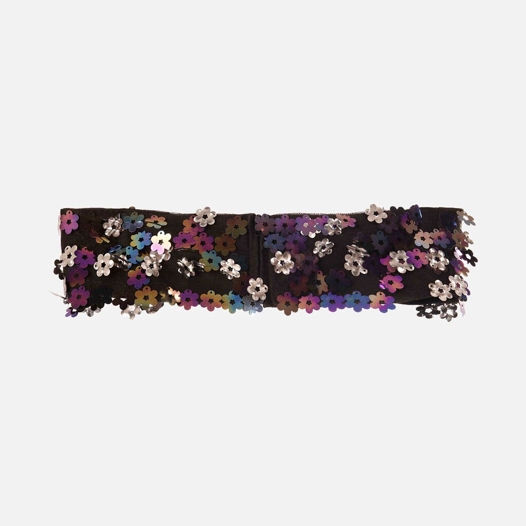 New Arrivals Black Holographic Floral Sequin Skirt & Top Set