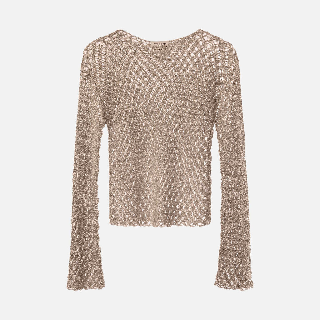 TWP Silver Viscose Crochet Top