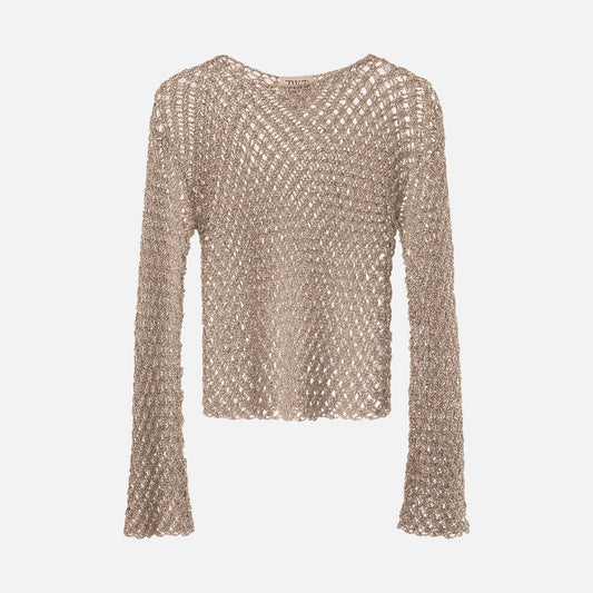 TWP Silver Viscose Crochet Top