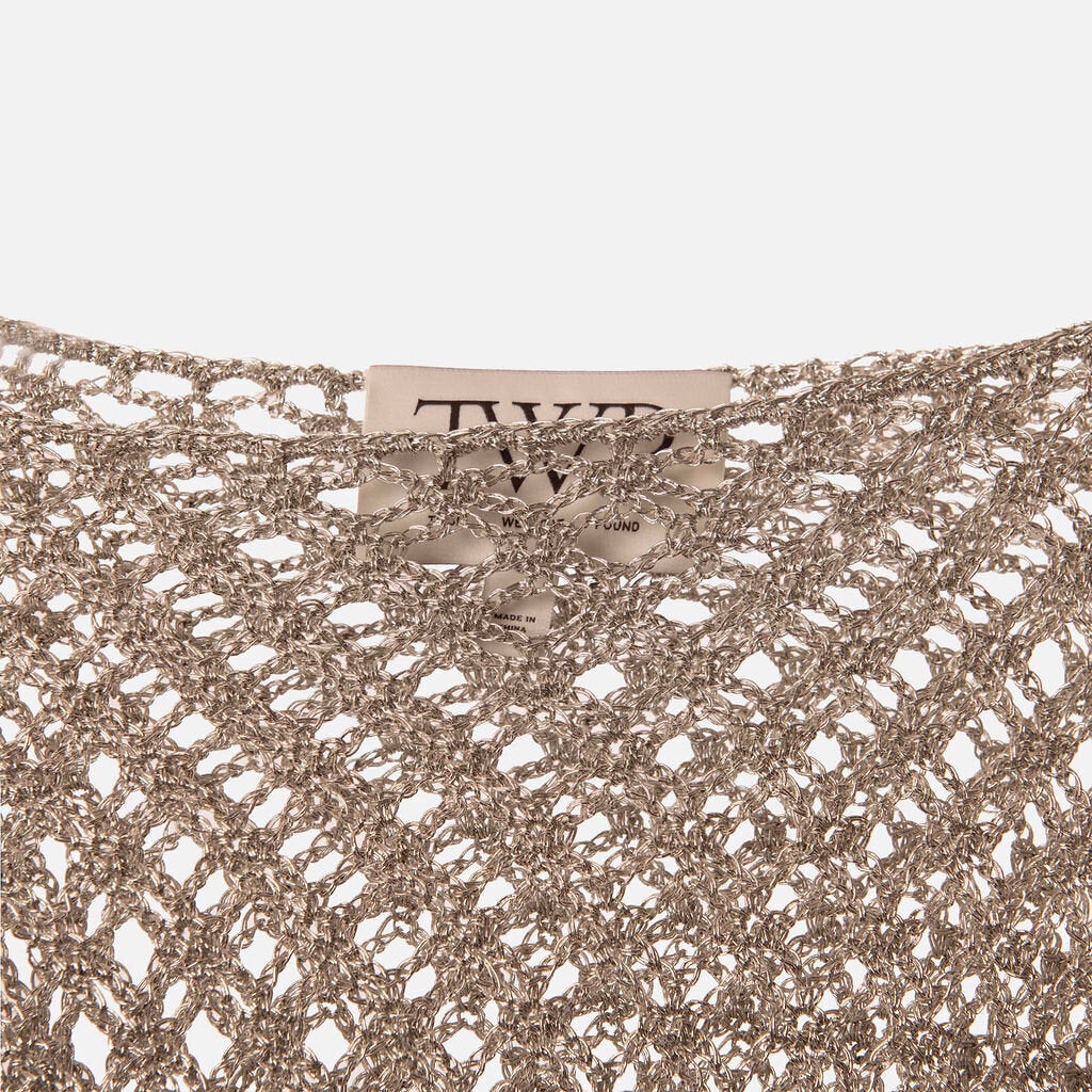 TWP Silver Viscose Crochet Top