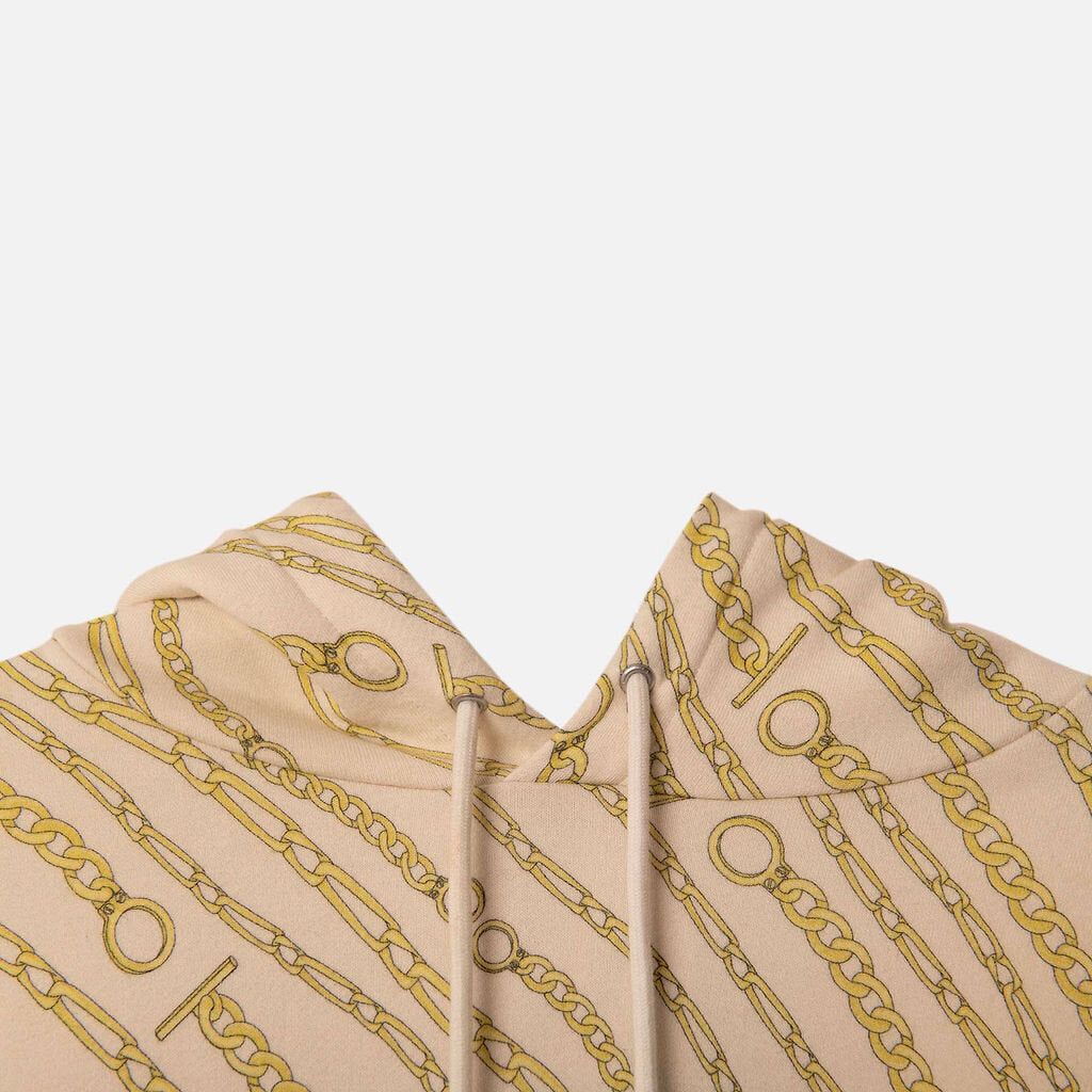 Celine Cream Chain Print Cotton & Cashmere Hoodie