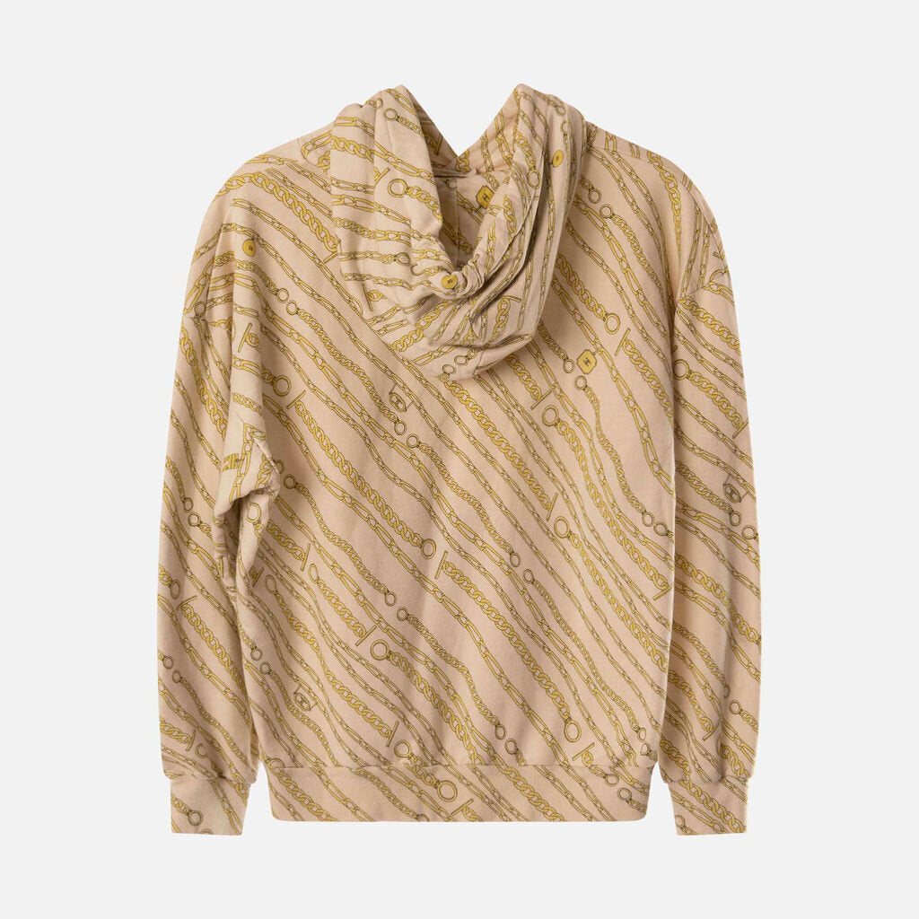 Celine Cream Chain Print Cotton & Cashmere Hoodie