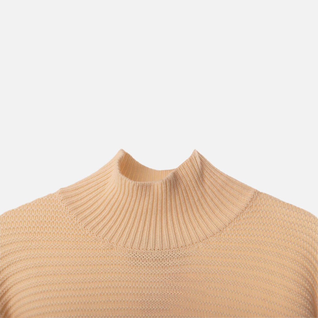 Brandon Maxwell Cream Wool Mock Neck Sweater