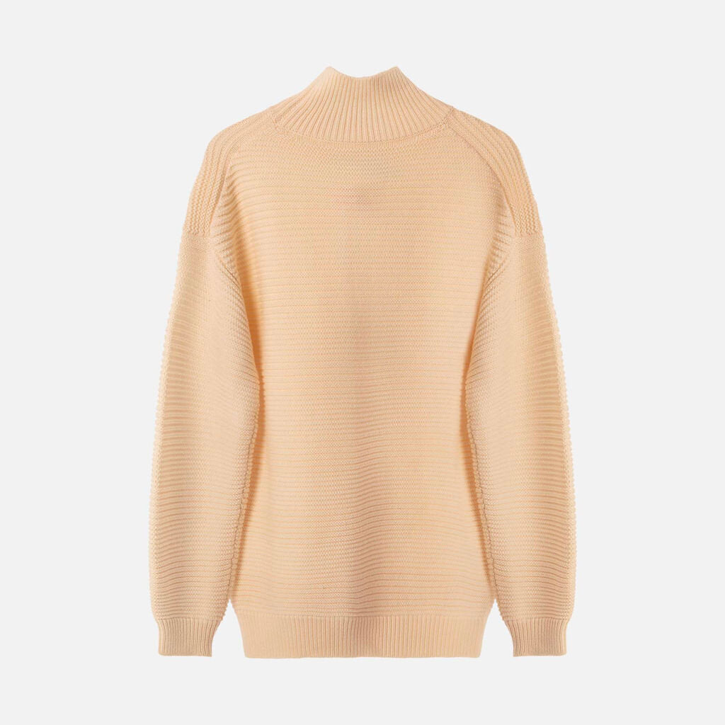 Brandon Maxwell Cream Wool Mock Neck Sweater