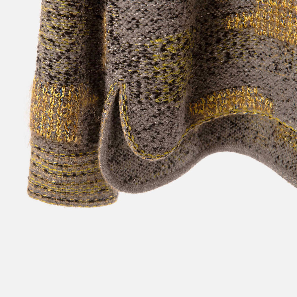 Chanel Grey & Yellow Colorblock Wool Blend Turtleneck Sweater
