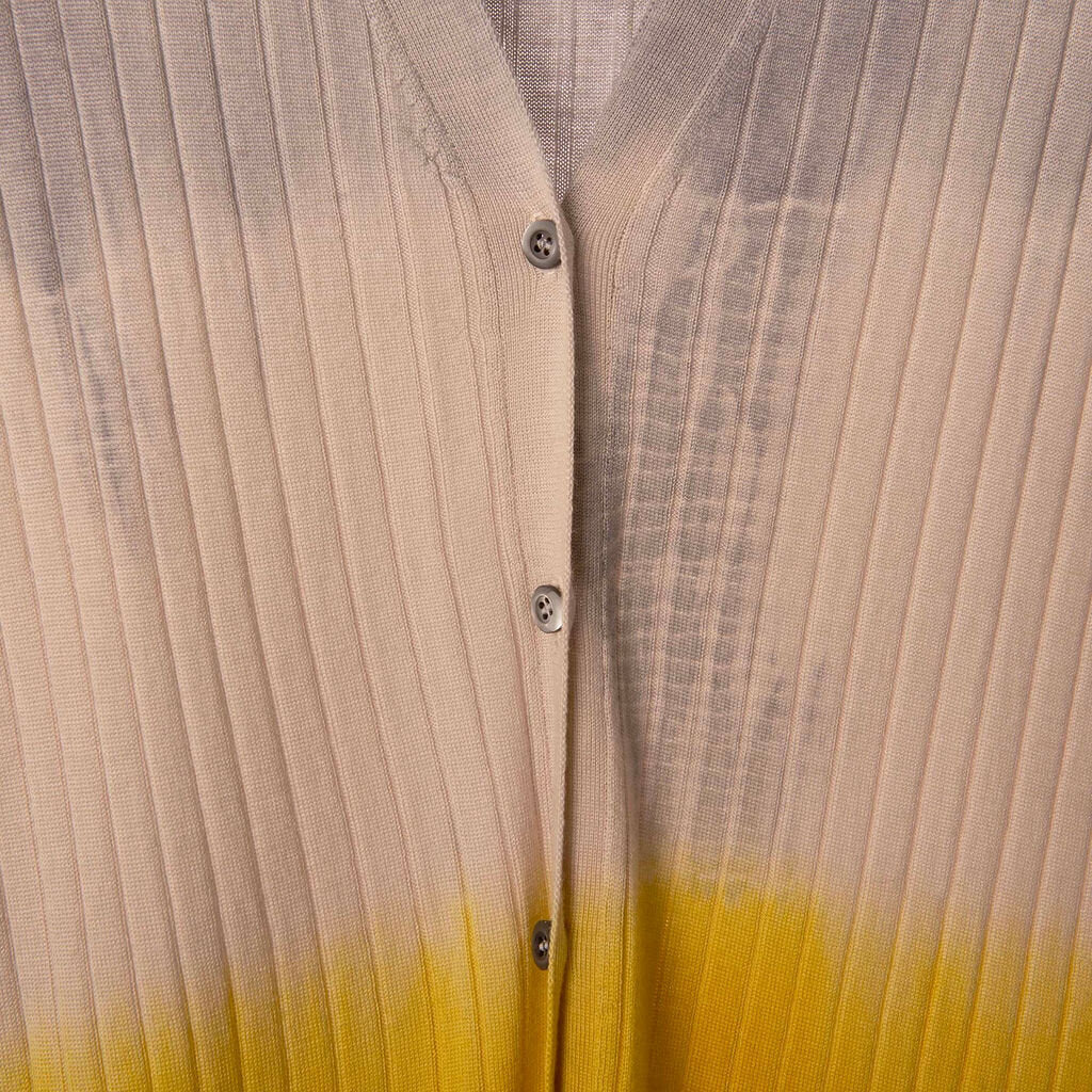 Prada Grey & Chartreuse Ombre Wool & Silk Cardigan
