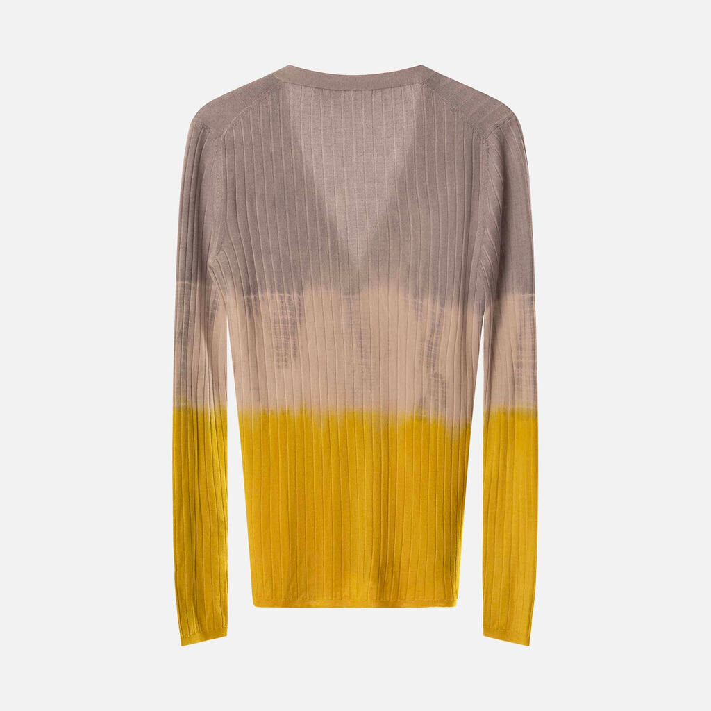 Prada Grey & Chartreuse Ombre Wool & Silk Cardigan