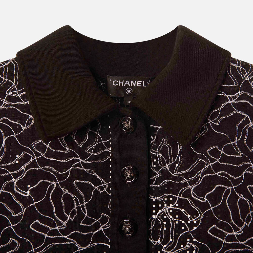 Chanel Black Sequin Camellia Sequin Sweatshirt