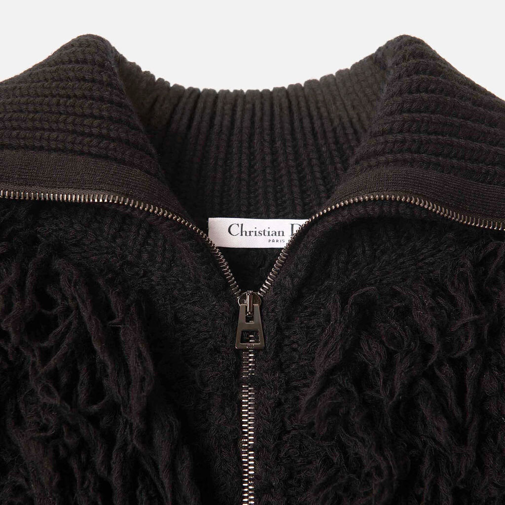 Christian Dior Black Wool Knit Coat