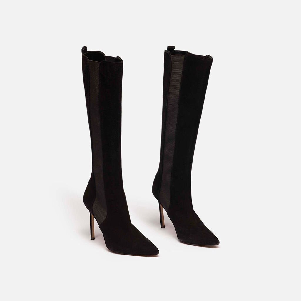 Manolo Blahnik Black Suede Heeled Boot