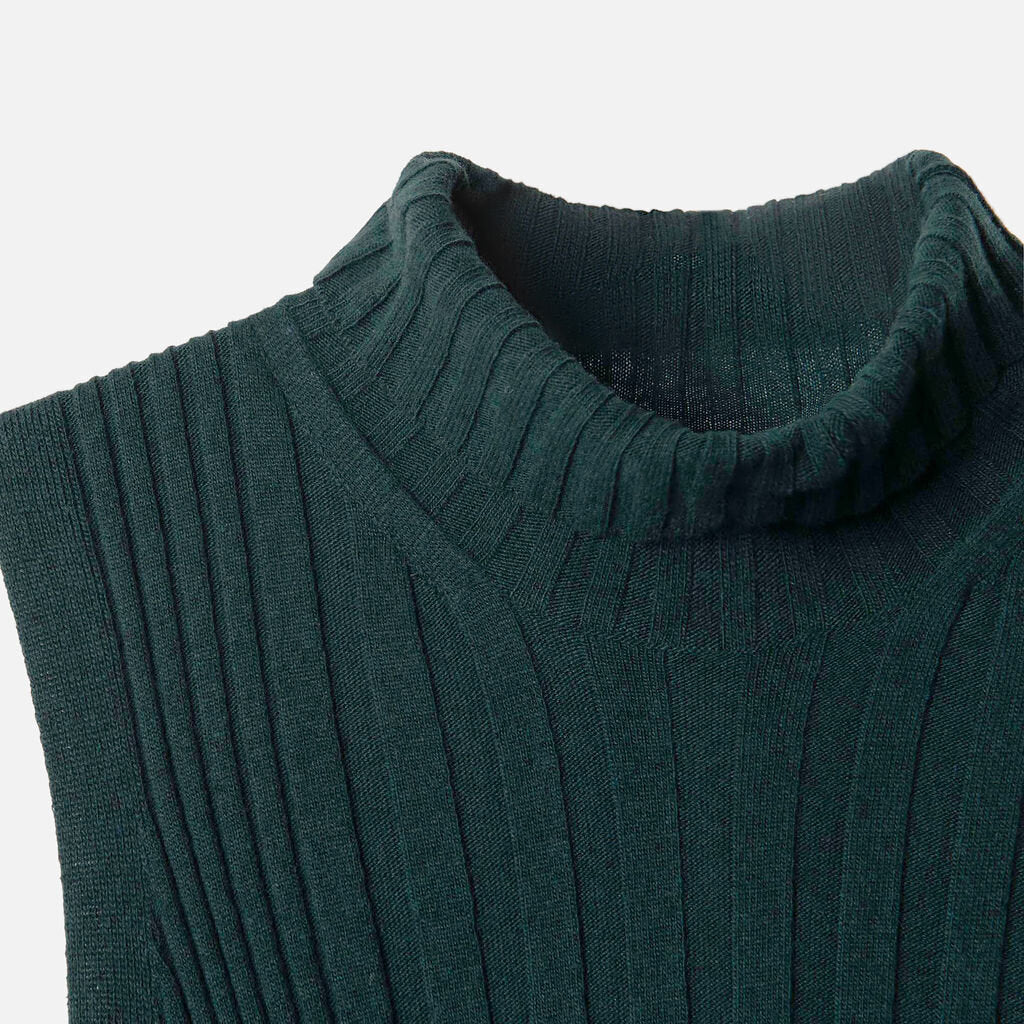 Maison Margiela Green Wool Ribbed Sweater Dress