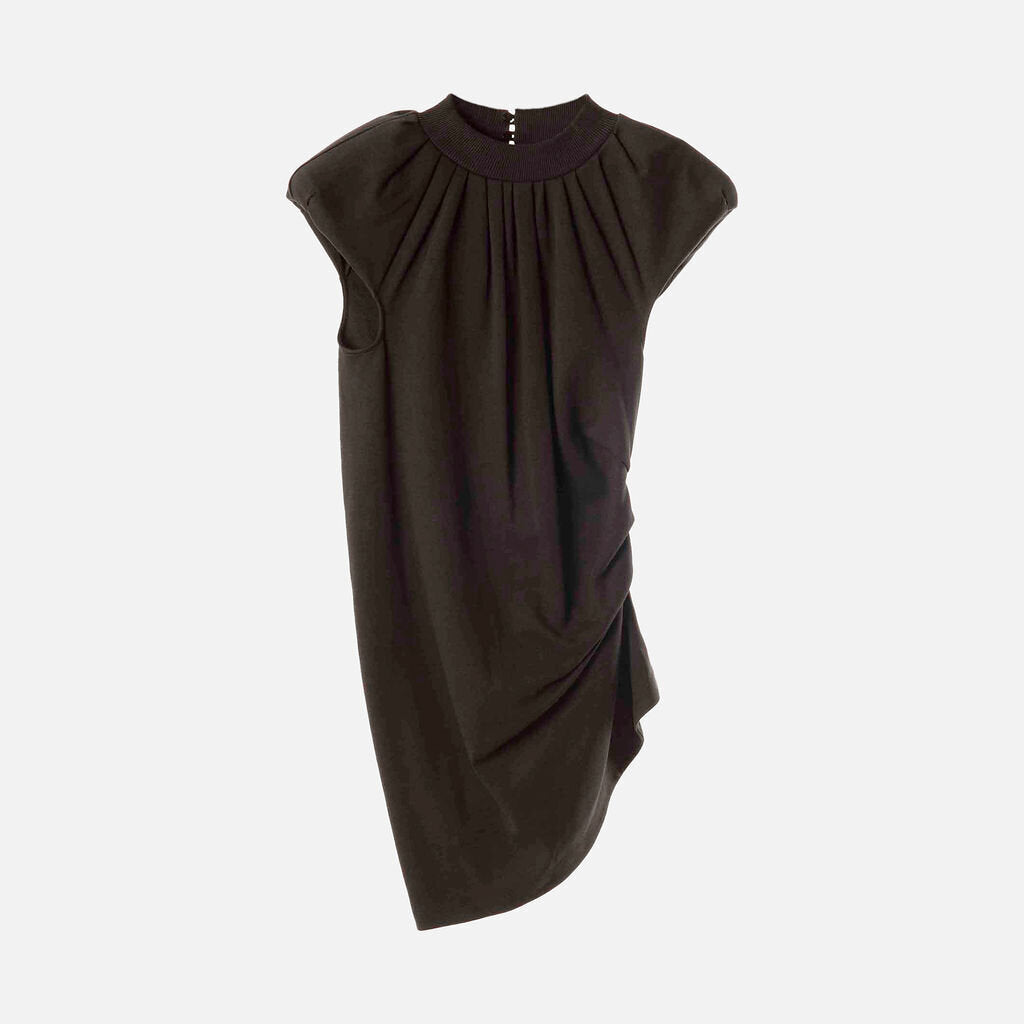 The Attico Black Cotton Ruched Mini Dress