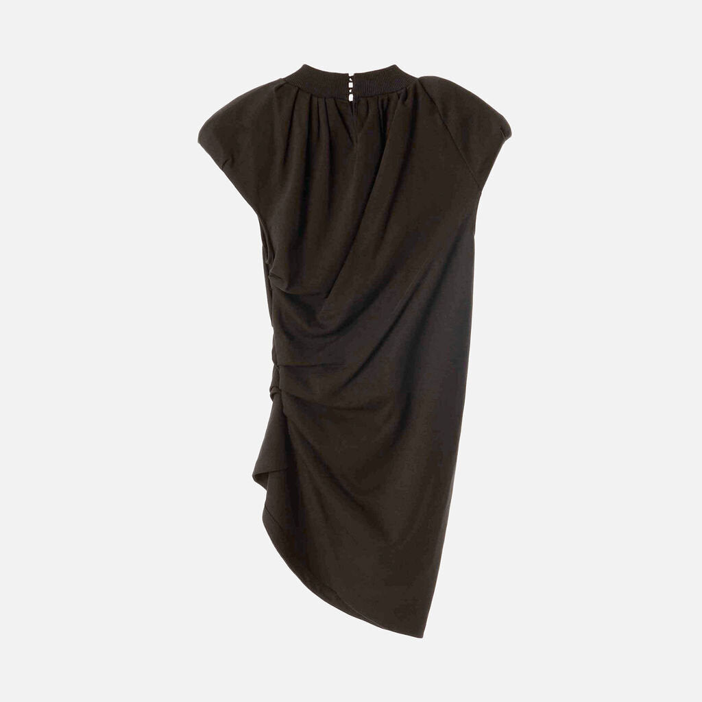 The Attico Black Cotton Ruched Mini Dress