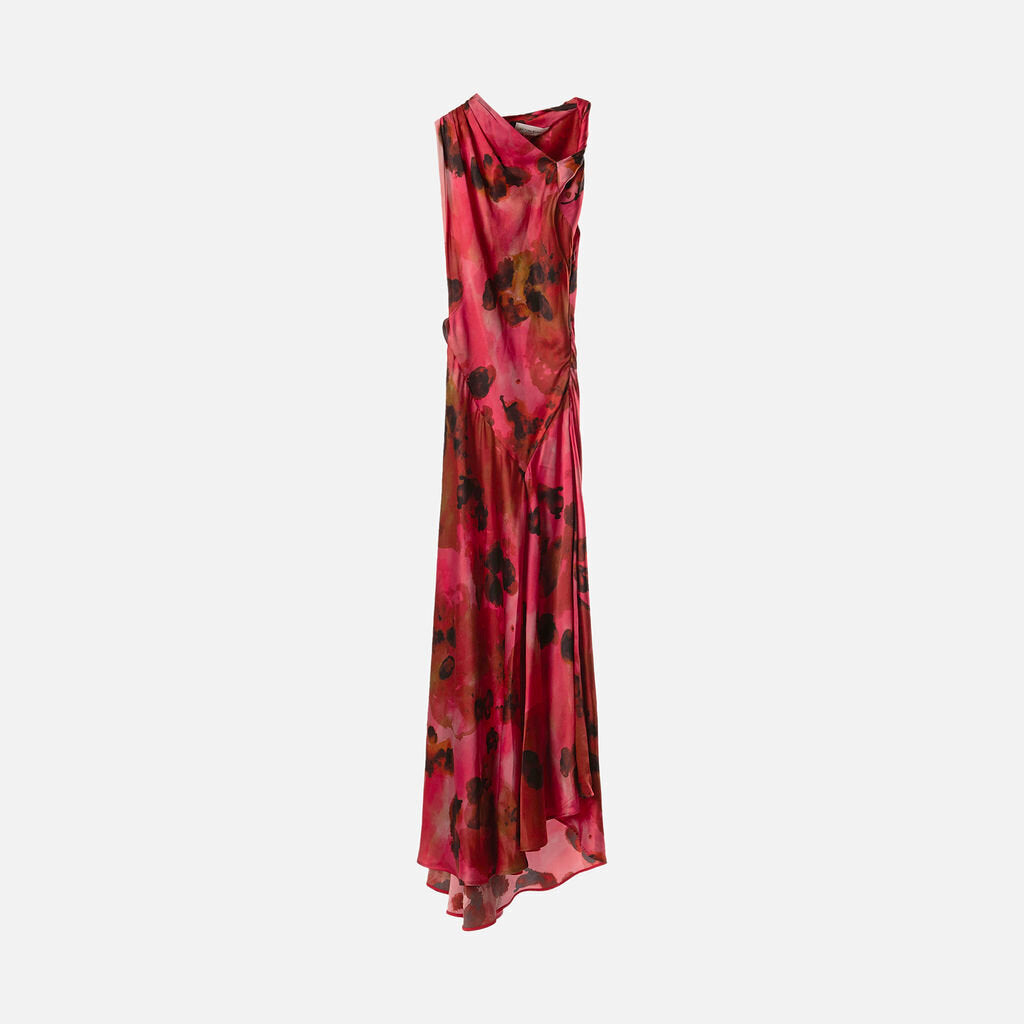 Victoria Beckham Red and Multi Silk Maxi Dress