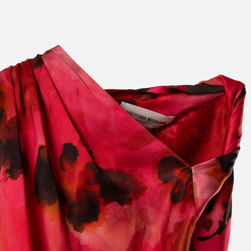 Victoria Beckham Red and Multi Silk Maxi Dress