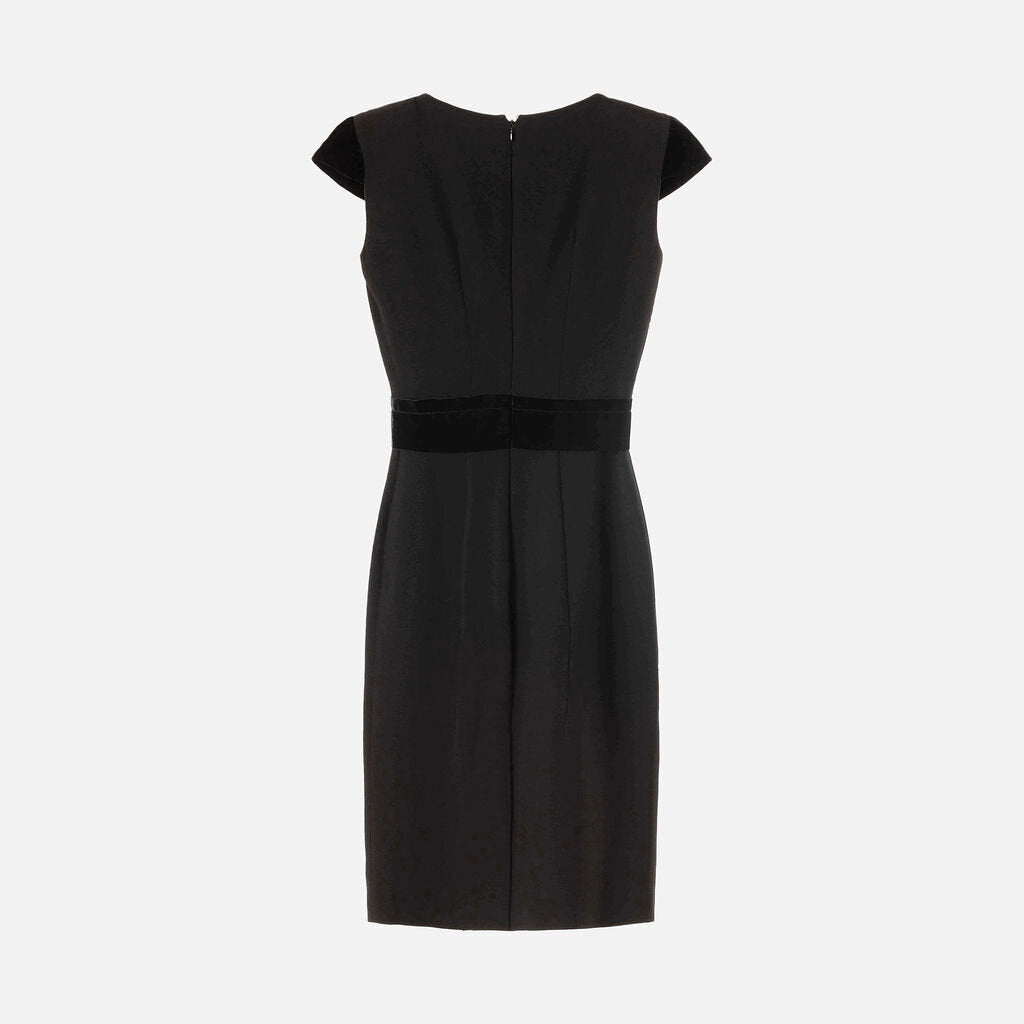 Tom Ford Black Viscose Blend Velvet Detail Dress