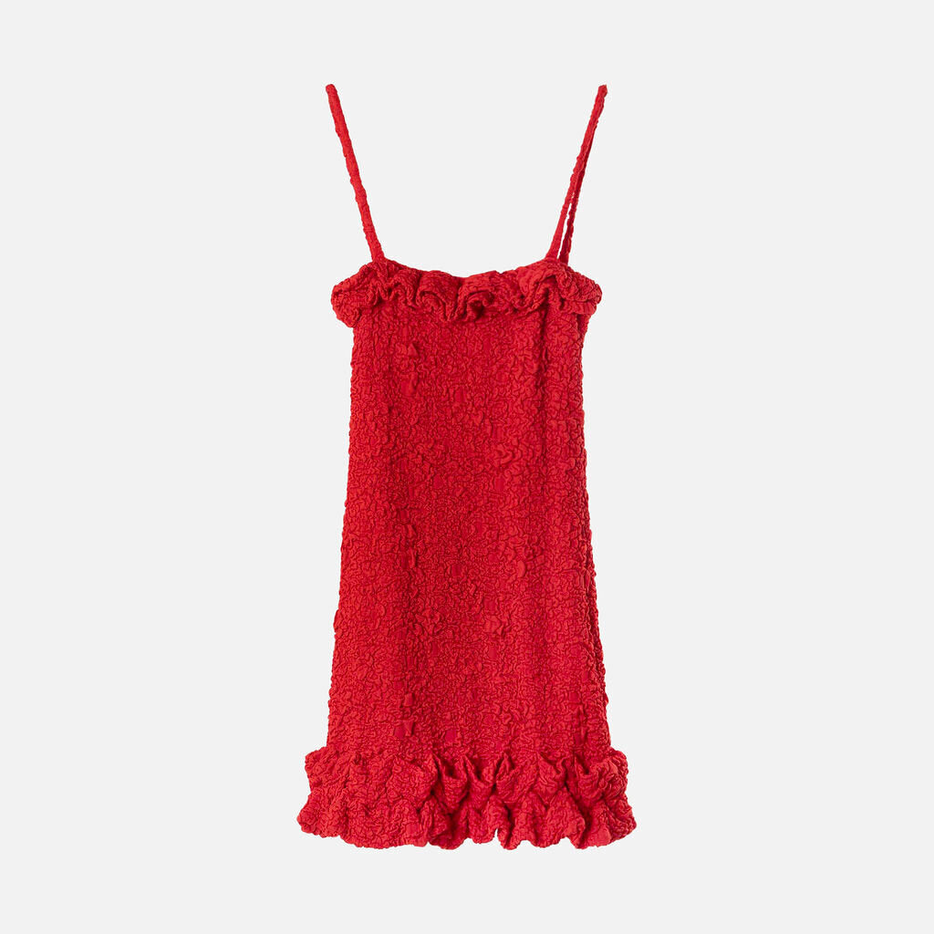 Pat BO Red Poly Textured Mini Dress