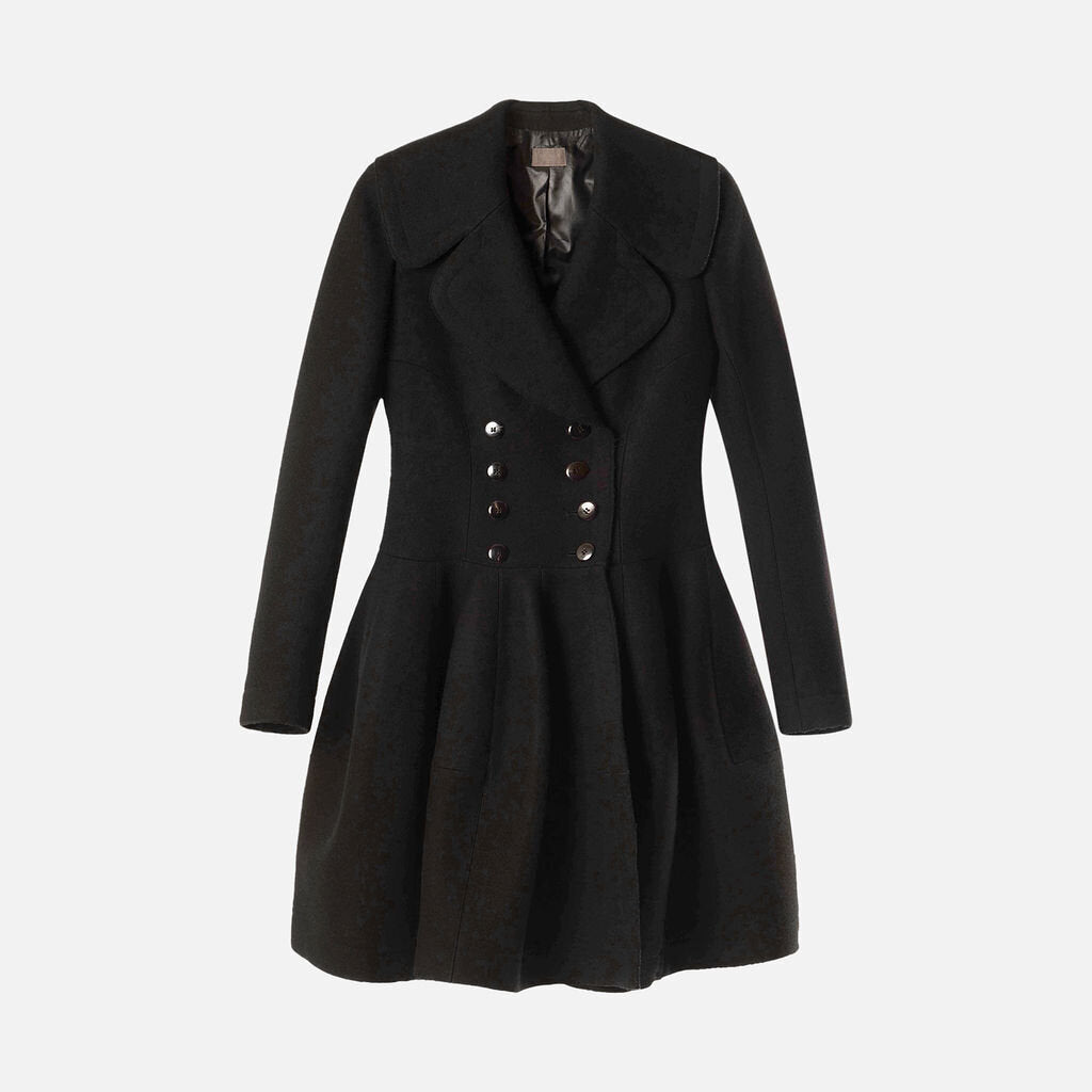 Alaia Black Wool Structured Coat Dress