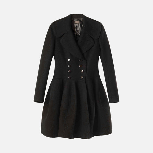 Alaia Black Wool Structured Coat Dress
