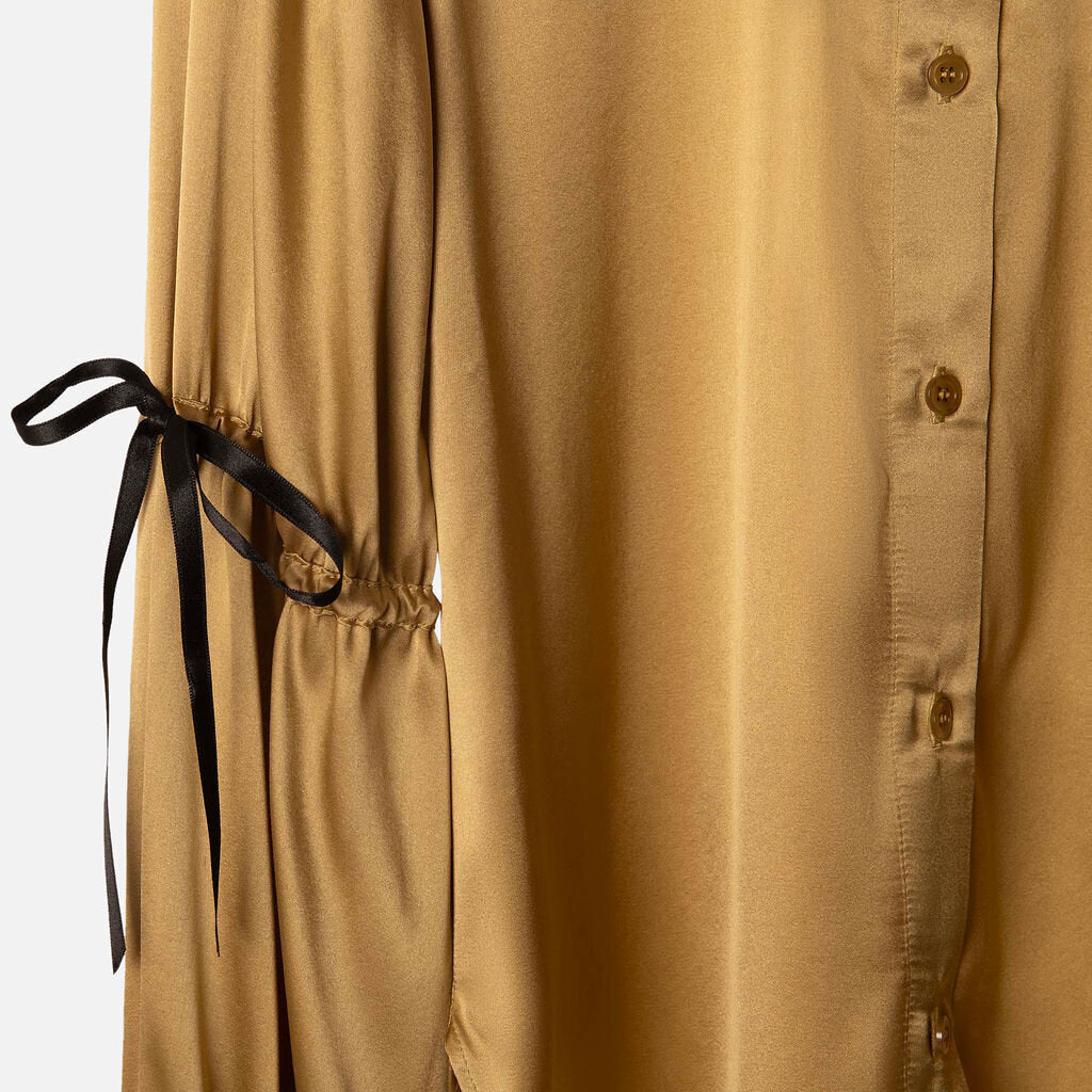 Nina Ricci Gold Silk Shirt With Bow Details